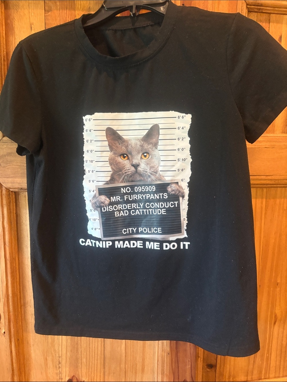 Black Catnip Mugshot Cat Graphic Tee - Unbranded
